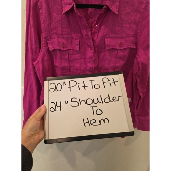 Sundance Button Down Top Sz L 100% Linen Pink Boho Western Breathable Luxury - Picture 5 of 6
